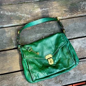 FOSSIL Green Faux Leather Shoulder Purse-GUC